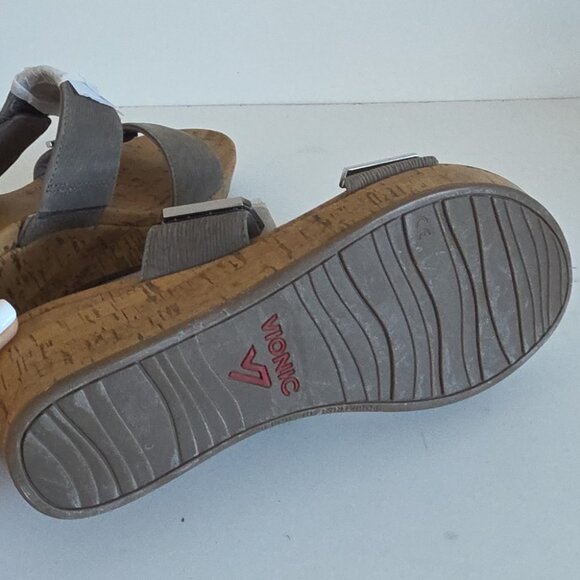 NEW VIONIC | Atlantic Pepper cork Sandals Wedges Gray Sz 10 - Picture 5 of 5